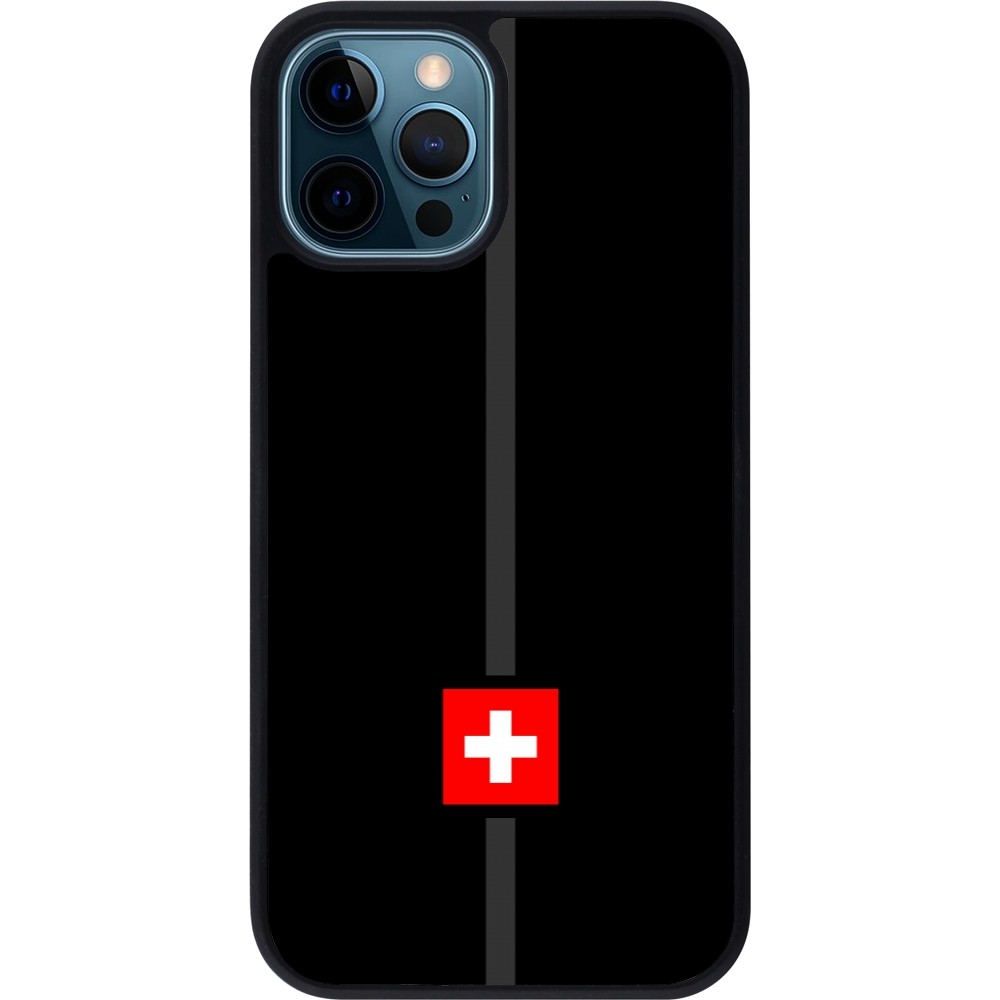 iPhone 12 / 12 Pro Case Hülle - Silikon schwarz Kanton CH schwarz