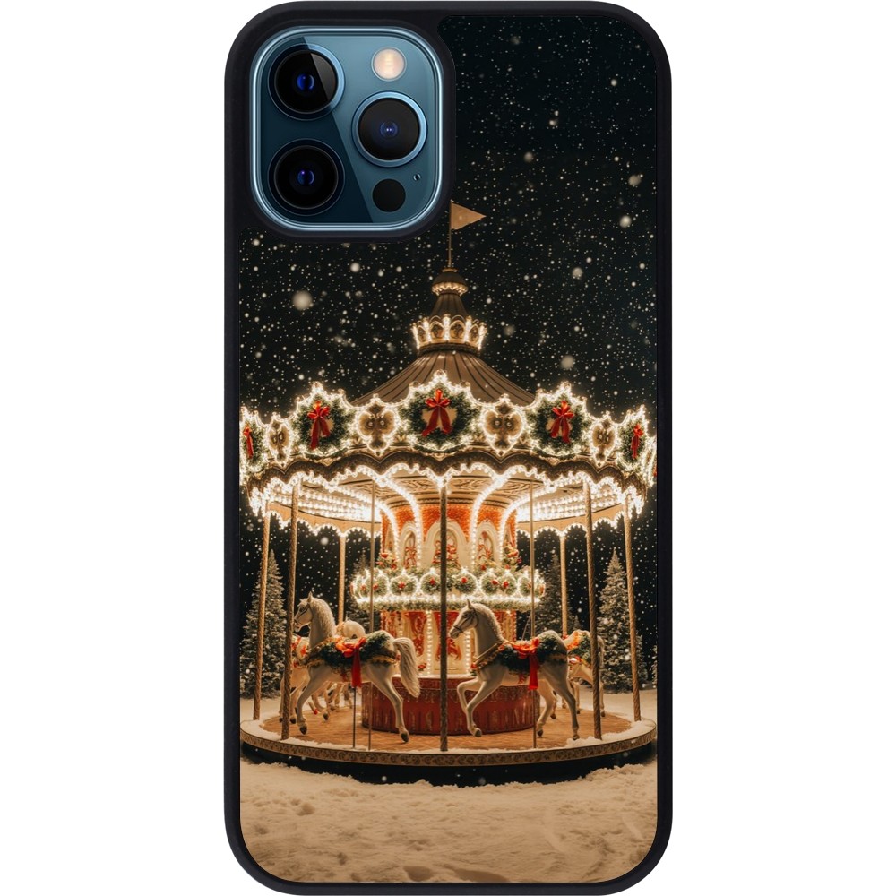 iPhone 12 / 12 Pro Case Hülle - Silikon schwarz Christmas 25 Carousel