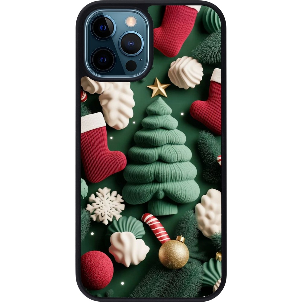 iPhone 12 / 12 Pro Case Hülle - Silikon schwarz Christmas 25 Christmas textiles