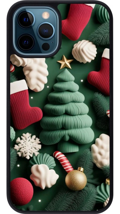 iPhone 12 / 12 Pro Case Hülle - Silikon schwarz Christmas 25 Christmas textiles