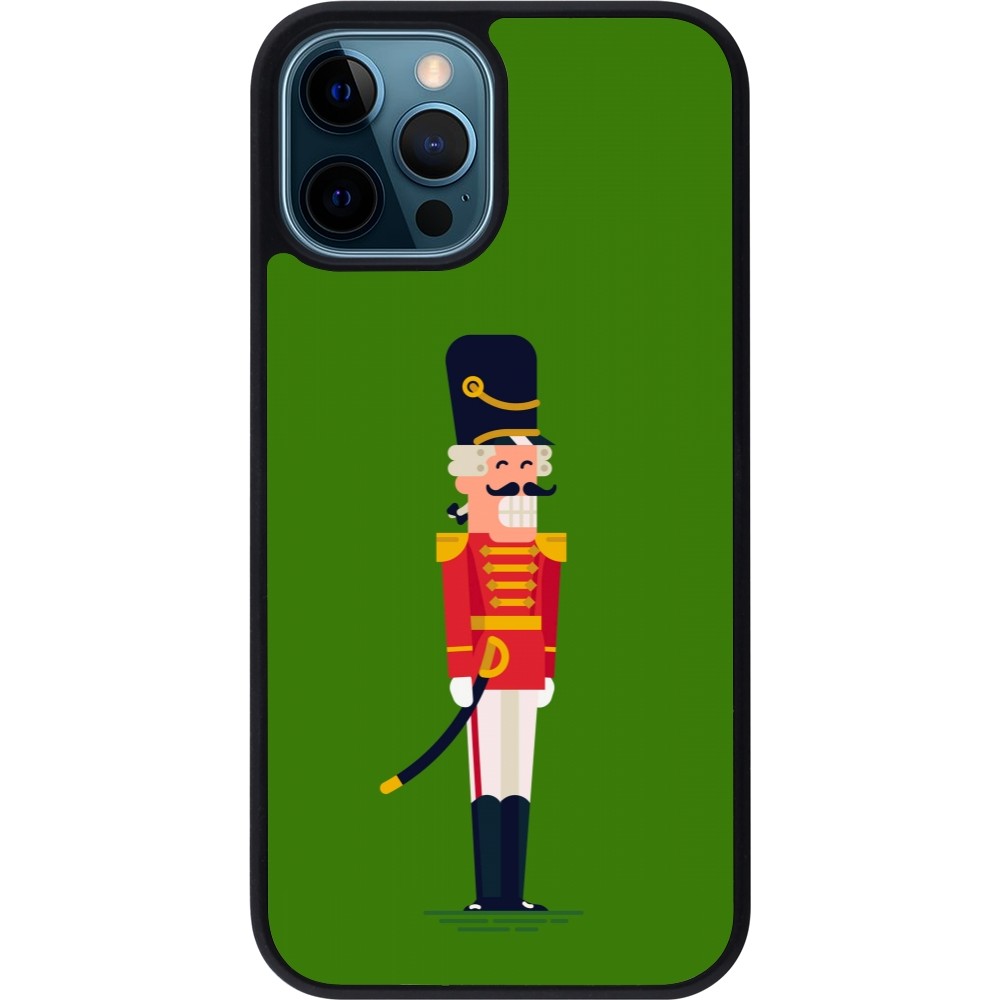 iPhone 12 / 12 Pro Case Hülle - Silikon schwarz Christmas 25 Nutcracker Green