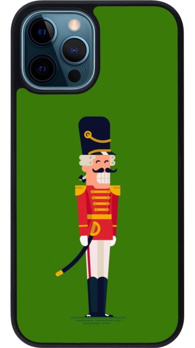 iPhone 12 / 12 Pro Case Hülle - Silikon schwarz Christmas 25 Nutcracker Green