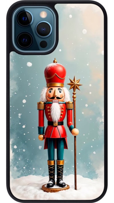 iPhone 12 / 12 Pro Case Hülle - Silikon schwarz Christmas 25 Nutcracker Snow