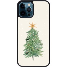 iPhone 12 / 12 Pro Case Hülle - Silikon schwarz Christmas 25 Sketch Tree
