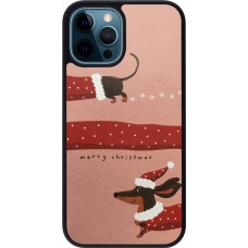 iPhone 12 / 12 Pro Case Hülle - Silikon schwarz Christmas 25 Teckel Merry Xmas