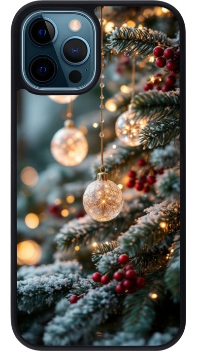 iPhone 12 / 12 Pro Case Hülle - Silikon schwarz Christmas 25 Xmas Decorated Tree
