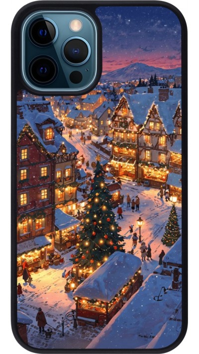 iPhone 12 / 12 Pro Case Hülle - Silikon schwarz Christmas 25 Xmas Village