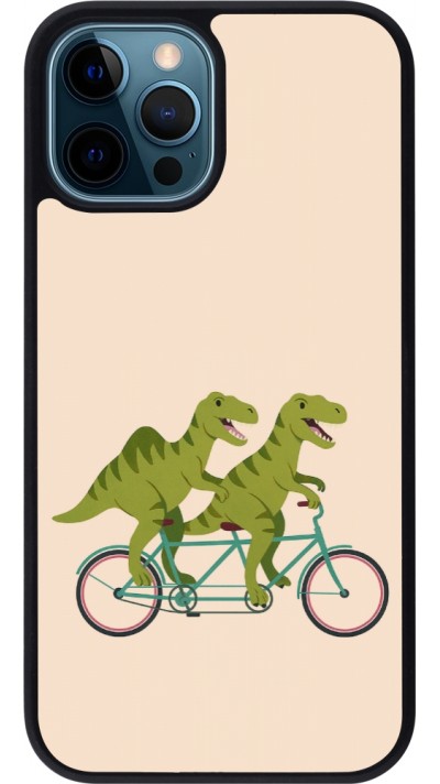 iPhone 12 / 12 Pro Case Hülle - Silikon schwarz Dinosaurs on bikes 2026