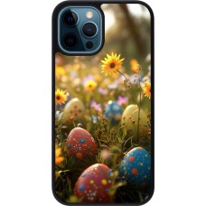 iPhone 12 / 12 Pro Case Hülle - Silikon schwarz Easter 2026 Decorated eggs