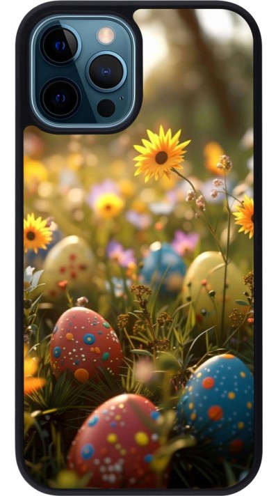 iPhone 12 / 12 Pro Case Hülle - Silikon schwarz Easter 2026 Decorated eggs