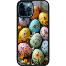 iPhone 12 / 12 Pro Case Hülle - Silikon schwarz Easter 2026 Eggs with bees