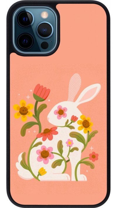 iPhone 12 / 12 Pro Case Hülle - Silikon schwarz Easter 2026 Rabbit collage