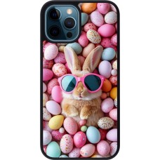 iPhone 12 / 12 Pro Case Hülle - Silikon schwarz Easter 2026 Rabbit fun