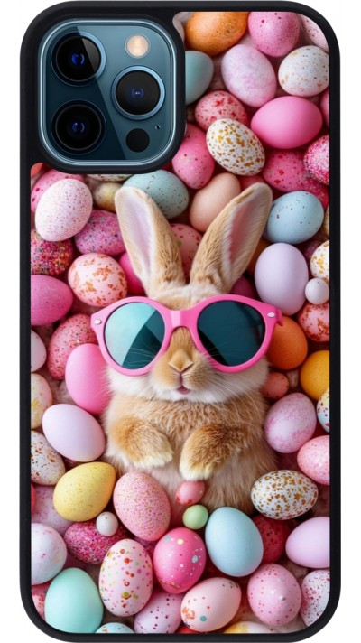iPhone 12 / 12 Pro Case Hülle - Silikon schwarz Easter 2026 Rabbit fun