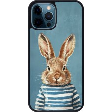 iPhone 12 / 12 Pro Case Hülle - Silikon schwarz Easter 2026 Rabbit navy
