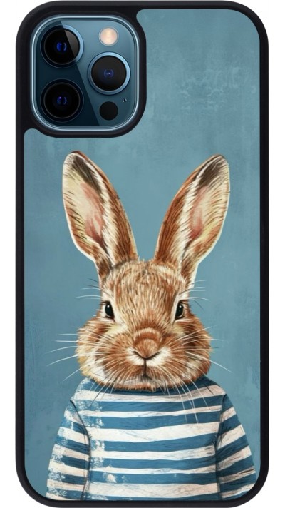 iPhone 12 / 12 Pro Case Hülle - Silikon schwarz Easter 2026 Rabbit navy