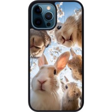 iPhone 12 / 12 Pro Case Hülle - Silikon schwarz Easter 2026 Rabbits