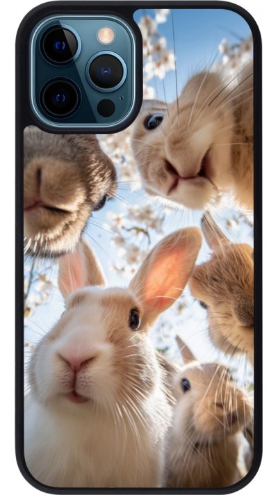iPhone 12 / 12 Pro Case Hülle - Silikon schwarz Easter 2026 Rabbits