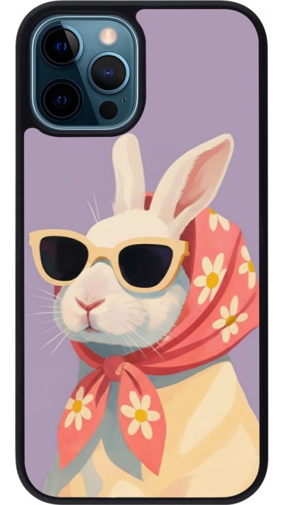 iPhone 12 / 12 Pro Case Hülle - Silikon schwarz Easter 2026 Rabbit with scarf