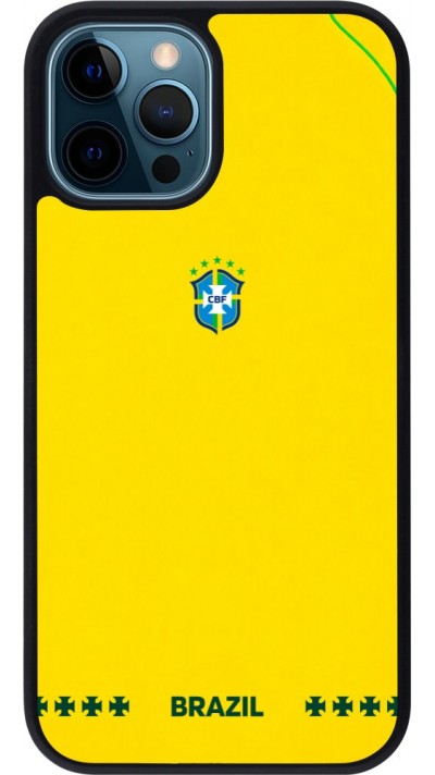 iPhone 12 / 12 Pro Case Hülle - Silikon schwarz Brasilien 2026 personalisierbares Fussballtrikot