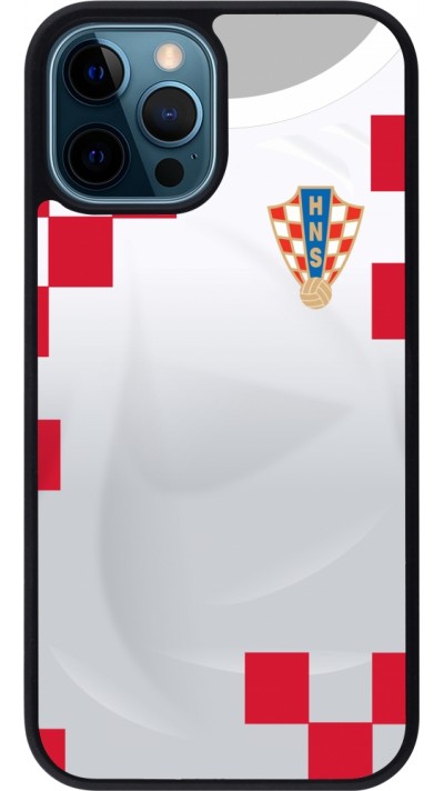 iPhone 12 / 12 Pro Case Hülle - Silikon schwarz Kroatien 2022 personalisierbares Fussballtrikot