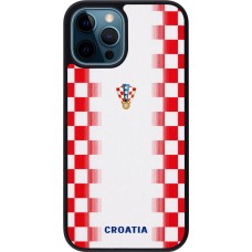 iPhone 12 / 12 Pro Case Hülle - Silikon schwarz Kroatien 2026 personalisierbares Fussballtrikot