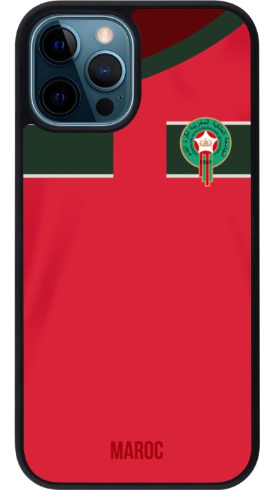 iPhone 12 / 12 Pro Case Hülle - Silikon schwarz Marokko 2022 personalisierbares Fussballtrikot