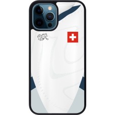 iPhone 12 / 12 Pro Case Hülle - Silikon schwarz Schweiz Away personalisierbares Fussballtrikot