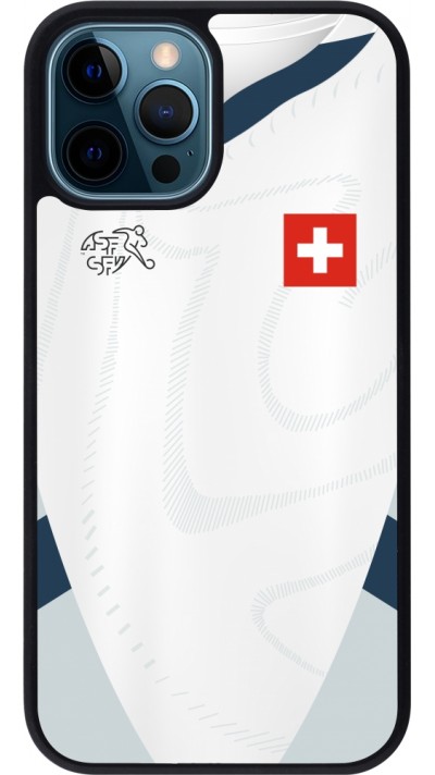 iPhone 12 / 12 Pro Case Hülle - Silikon schwarz Schweiz Away personalisierbares Fussballtrikot