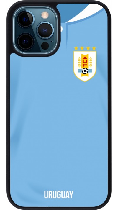 iPhone 12 / 12 Pro Case Hülle - Silikon schwarz Uruguay 2022 personalisierbares Fussballtrikot