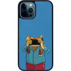 iPhone 12 / 12 Pro Case Hülle - Silikon schwarz Frog with camera DTMF