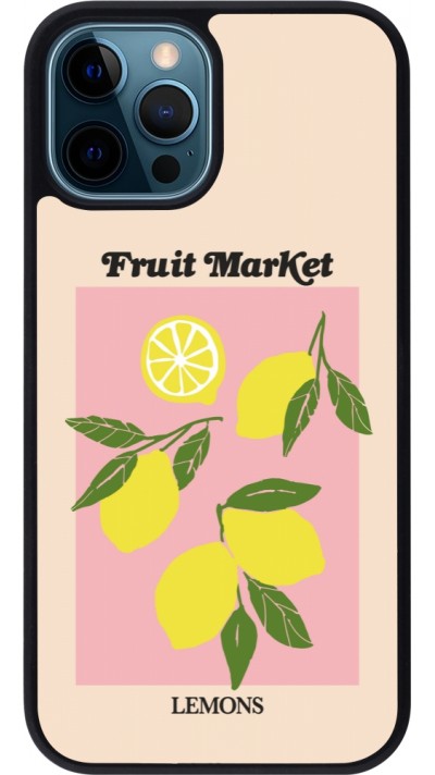 iPhone 12 / 12 Pro Case Hülle - Silikon schwarz Fruit market lemons 2026