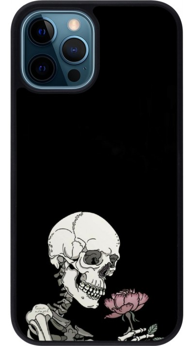 iPhone 12 / 12 Pro Case Hülle - Silikon schwarz Halloween 2023 rose and skeleton