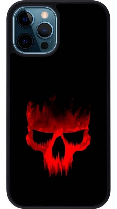 iPhone 12 / 12 Pro Case Hülle - Silikon schwarz Halloween 2023 scary skull