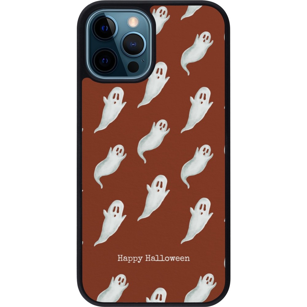 iPhone 12 / 12 Pro Case Hülle - Silikon schwarz Halloween 2025 Pattern of ghosts