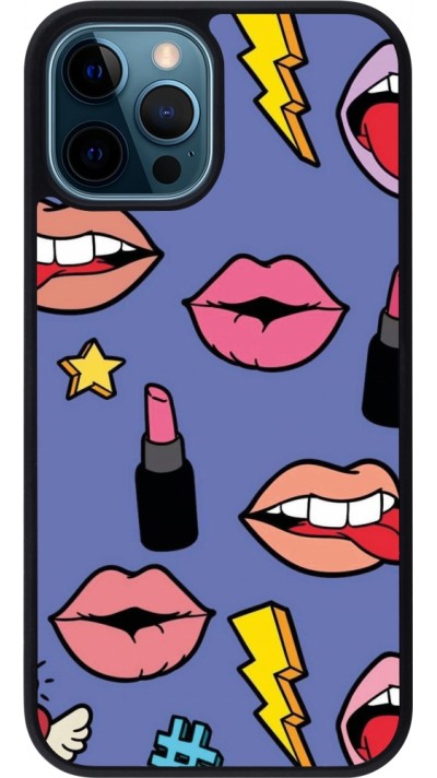 iPhone 12 / 12 Pro Case Hülle - Silikon schwarz Lips and lipgloss