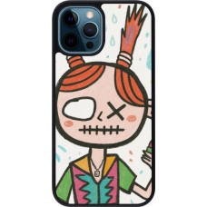 iPhone 12 / 12 Pro Case Hülle - Silikon schwarz Little Girl Sketch