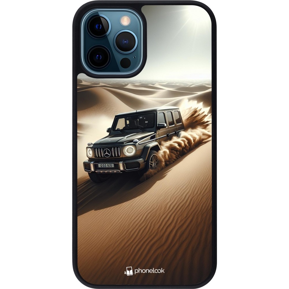 iPhone 12 / 12 Pro Case Hülle - Silikon schwarz Mercedes G Drift Wueste