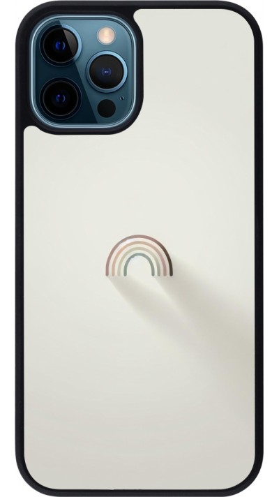 iPhone 12 / 12 Pro Case Hülle - Silikon schwarz Mini Regenbogen Minimal