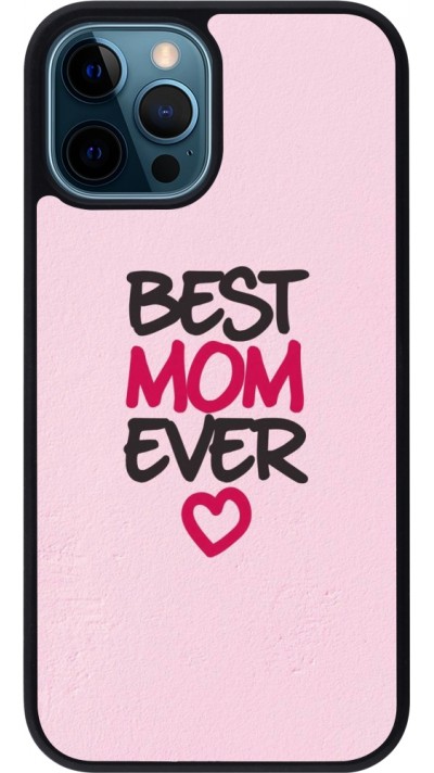 iPhone 12 / 12 Pro Case Hülle - Silikon schwarz Mom 2023 best Mom ever pink