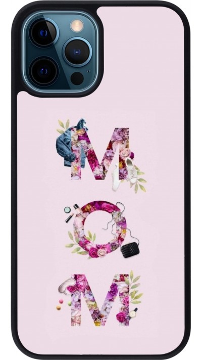 iPhone 12 / 12 Pro Case Hülle - Silikon schwarz Mom 2024 girly mom