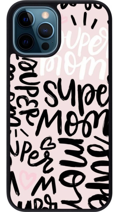 iPhone 12 / 12 Pro Case Hülle - Silikon schwarz Mom 2024 Super mom