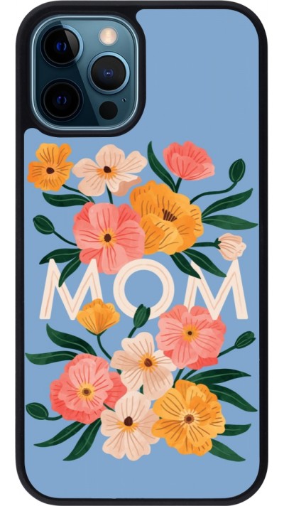 iPhone 12 / 12 Pro Case Hülle - Silikon schwarz Mom 2026 Flowers