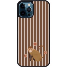 iPhone 12 / 12 Pro Case Hülle - Silikon schwarz Monkey with stripes
