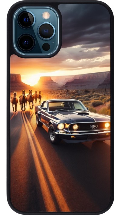 iPhone 12 / 12 Pro Case Hülle - Silikon schwarz Mustang 69 Grand Canyon