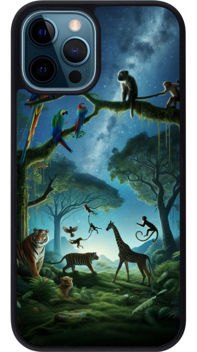 iPhone 12 / 12 Pro Case Hülle - Silikon schwarz Paradies der exotischen Tiere