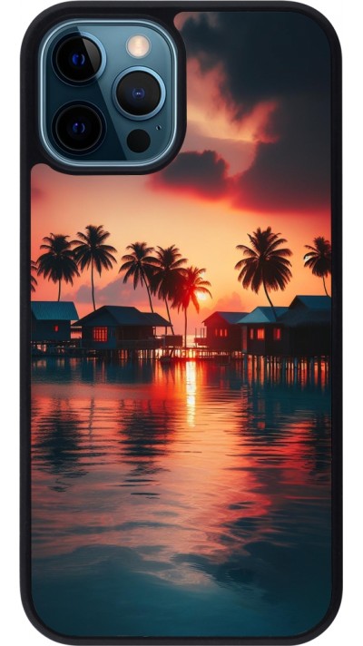 iPhone 12 / 12 Pro Case Hülle - Silikon schwarz Paradies Malediven