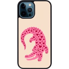 iPhone 12 / 12 Pro Case Hülle - Silikon schwarz Pink crocodile 2026