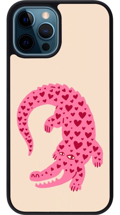 iPhone 12 / 12 Pro Case Hülle - Silikon schwarz Pink crocodile 2026