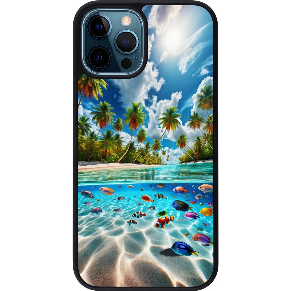 iPhone 12 / 12 Pro Case Hülle - Silikon schwarz Strandparadies